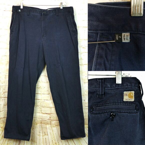 Carhartt FR Pants Men 40x32 (38x30) Blue Arc2 NFPA 2112 Flame Resistant 371-20 - Picture 2 of 15